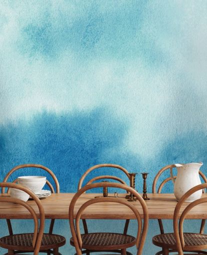 Blue and White Skies Watercolor Wallpaper