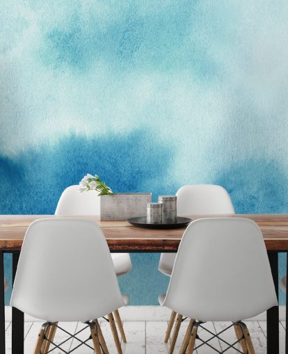 Papier Peint Aquarelle Ciels Bleus et Blancs Papier Peint Aquarelle Ciels Bleus et Blancs