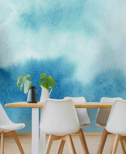 Blue and White Skies Watercolor Wallpaper