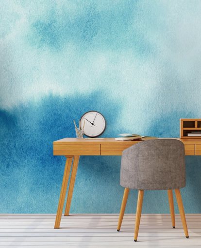 Blue and White Skies Watercolor Wallpaper