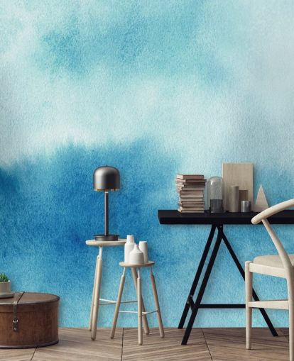 Blue and White Skies Watercolor Wallpaper