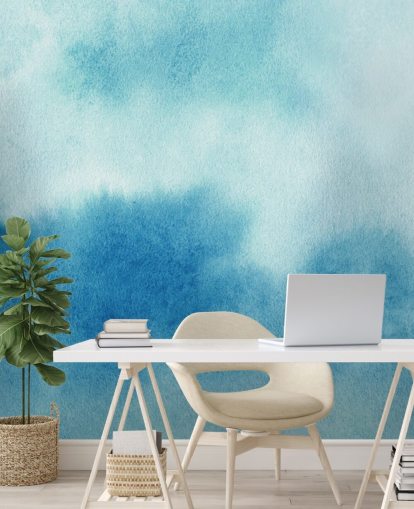 Blue and White Skies Watercolor Wallpaper