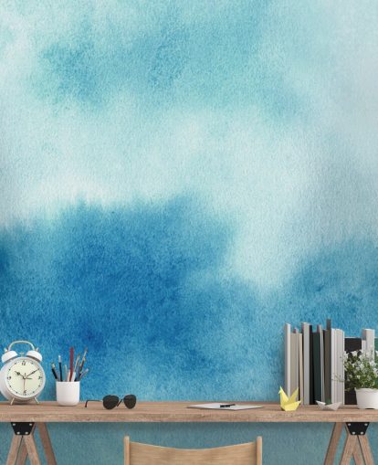 Blue and White Skies Watercolor Wallpaper