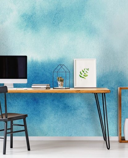 Papel pintado de acuarela de cielos azules y blancos