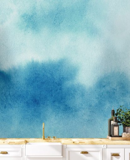 Blue and White Skies Watercolor Wallpaper