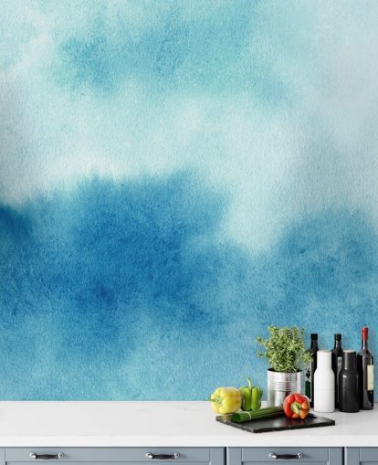 Blue and White Skies Watercolor Wallpaper