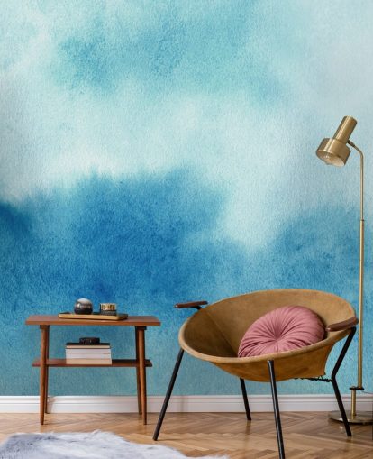 Papel pintado de acuarela de cielos azules y blancos