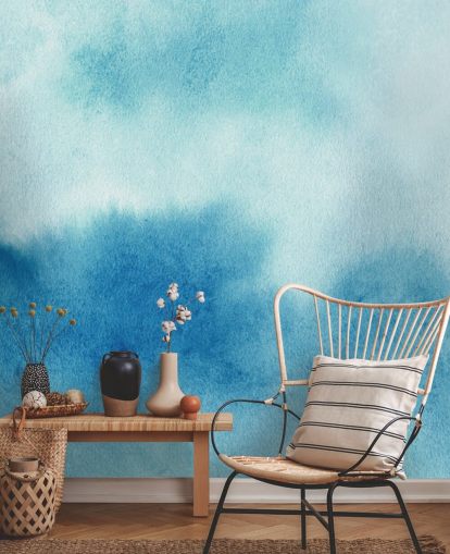 Blue and White Skies Watercolor Wallpaper