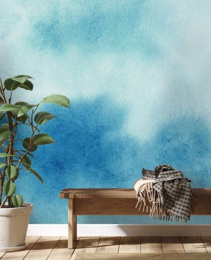Papier Peint Aquarelle Ciels Bleus et Blancs