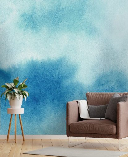 Papel pintado de acuarela de cielos azules y blancos