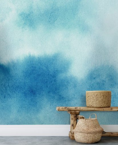 Papel pintado de acuarela de cielos azules y blancos