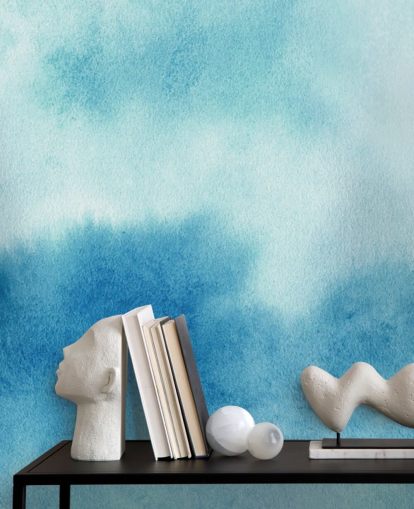 Papel de parede de aquarela de céu azul e branco