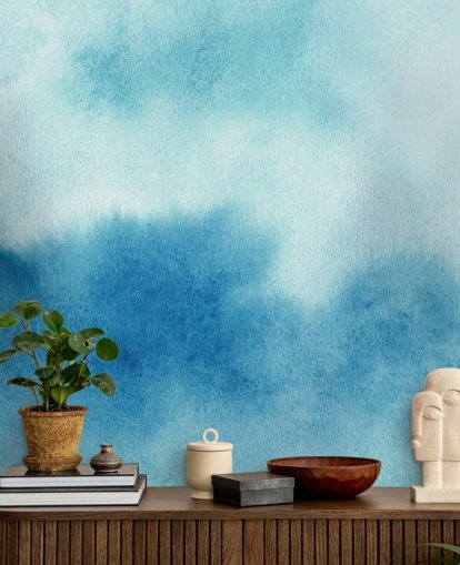 Blue and White Skies Watercolor Wallpaper