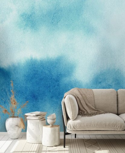 Papier Peint Aquarelle Ciels Bleus et Blancs