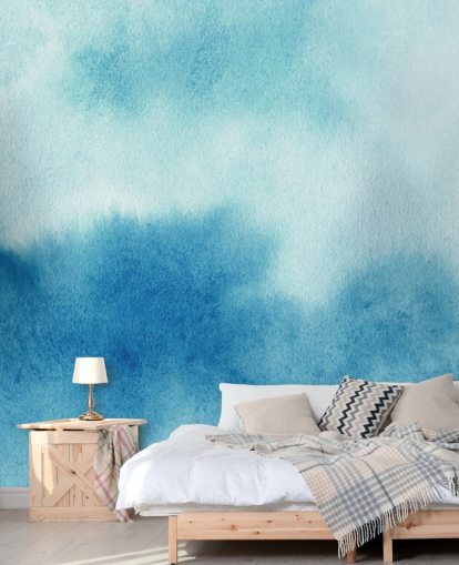 Papel pintado de acuarela de cielos azules y blancos