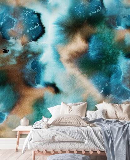 Blue and Brown Watercolor Wallpaper