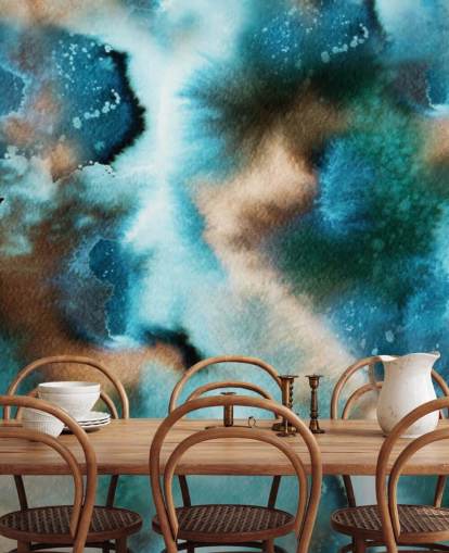 Blue and Brown Watercolor Wallpaper
