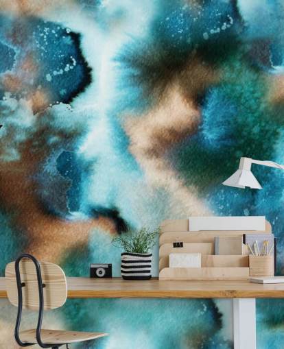 Blue and Brown Watercolor Wallpaper