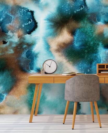 Papel de parede aquarela azul e marrom