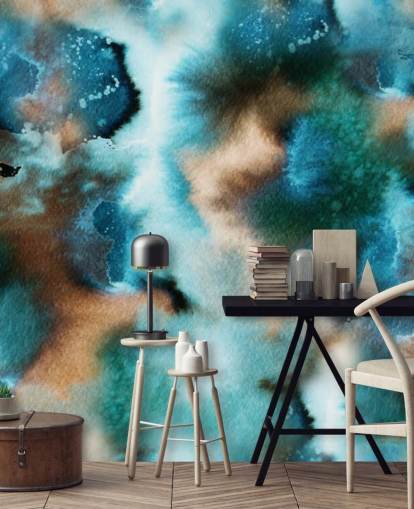 Blue and Brown Watercolor Wallpaper Blue and Brown Watercolor Wallpaper