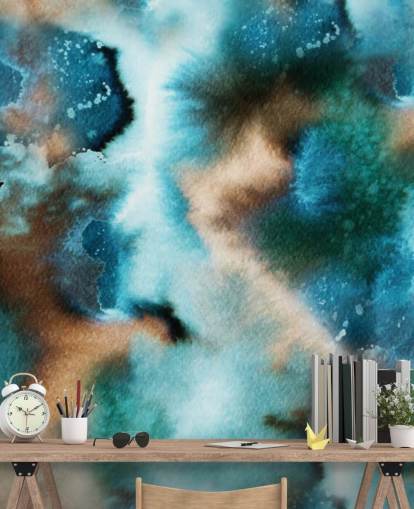 Blaue und braune Aquarelltapete