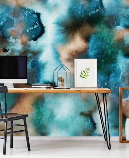 Blue and Brown Watercolor Wallpaper
