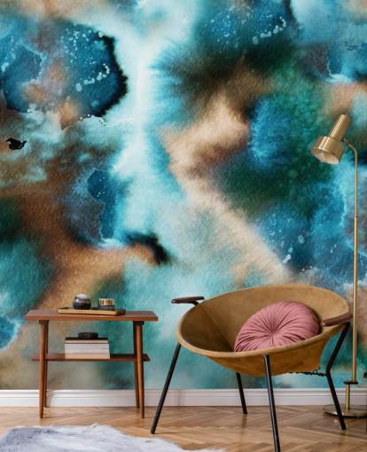 Blue and Brown Watercolor Wallpaper Blue and Brown Watercolor Wallpaper