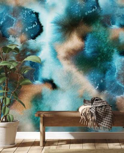 Blue and Brown Watercolor Wallpaper