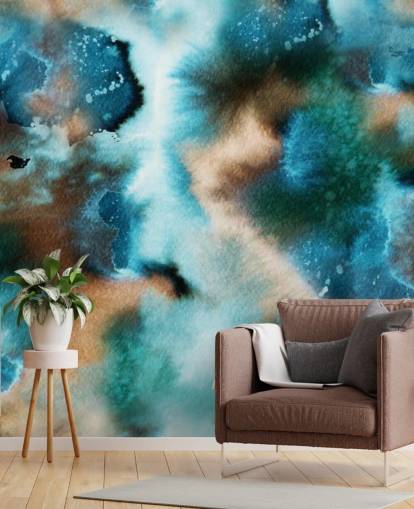 Blue and Brown Watercolor Wallpaper
