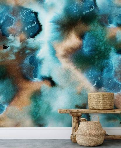 Blue and Brown Watercolor Wallpaper