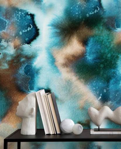 Blue and Brown Watercolor Wallpaper