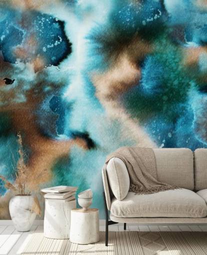 Blue and Brown Watercolor Wallpaper