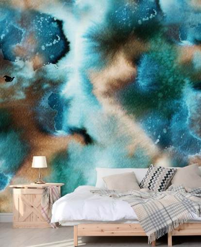 Blue and Brown Watercolor Wallpaper Blue and Brown Watercolor Wallpaper