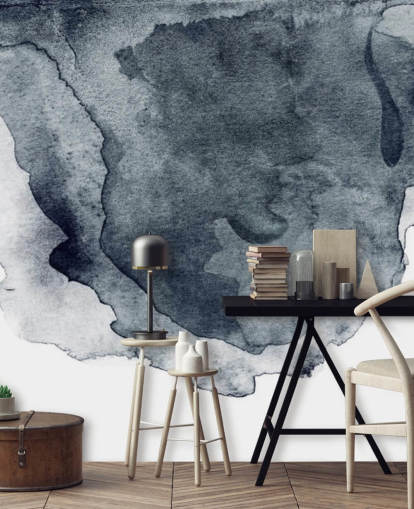 Schwarz-Weiß-Aquarell-Tapete namens Charcoal Swirl Watercolour für Schlafzimmer, Wohnzimmer und Küchen Schwarz-Weiß-Aquarell-Tapete namens Charcoal Swirl Watercolour für Schlafzimmer, Wohnzimmer und Küchen
