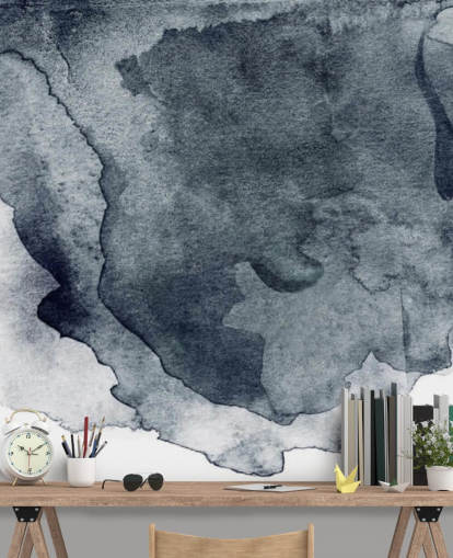 mural de papel pintado de acuarela en blanco y negro llamado Charcoal Swirl Watercolour para dormitorios, salas de estar y cocinas mural de papel pintado de acuarela en blanco y negro llamado Charcoal Swirl Watercolour para dormitorios, salas de estar y cocinas