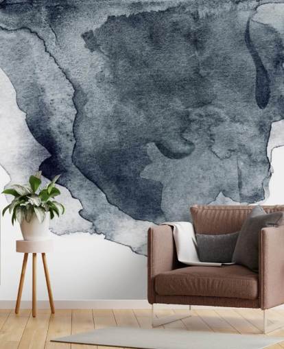 mural de papel pintado de acuarela en blanco y negro llamado Charcoal Swirl Watercolour para dormitorios, salas de estar y cocinas mural de papel pintado de acuarela en blanco y negro llamado Charcoal Swirl Watercolour para dormitorios, salas de estar y cocinas
