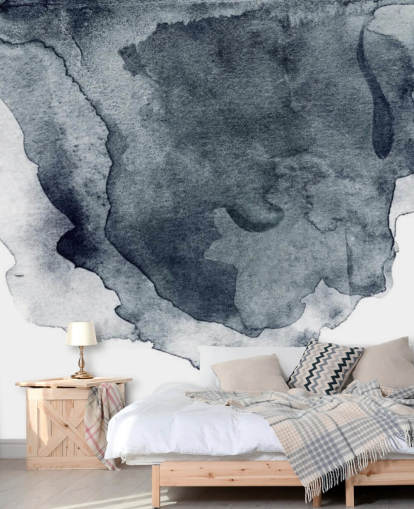 papier peint aquarelle noir et blanc appelé Charcoal Swirl Watercolour pour les chambres, les salons et les cuisines