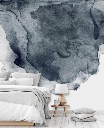 black and white watercolor wallpaper mural called Charcoal Swirl Watercolor for bedrooms, living rooms and kitchens black and white watercolor wallpaper mural called Charcoal Swirl Watercolor for bedrooms, living rooms and kitchens