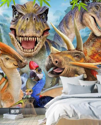 Dinosaurier Selfie väggmålning