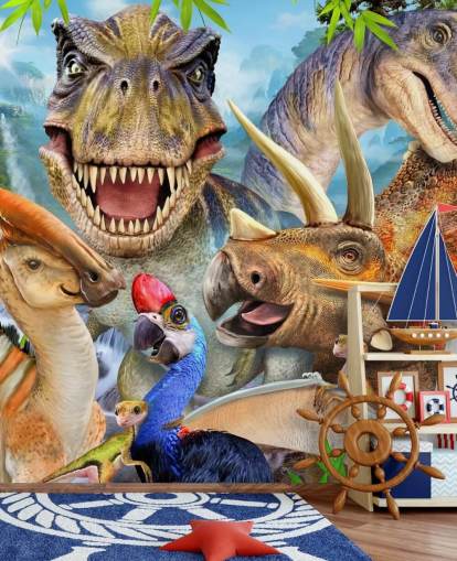 Mural de pared Selfie dinosaurios