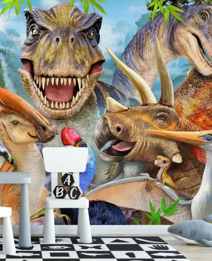 Dinosaurier-Selfie Wandgemälde