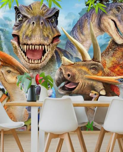 Dinosaurukset Selfie seinämaalaus