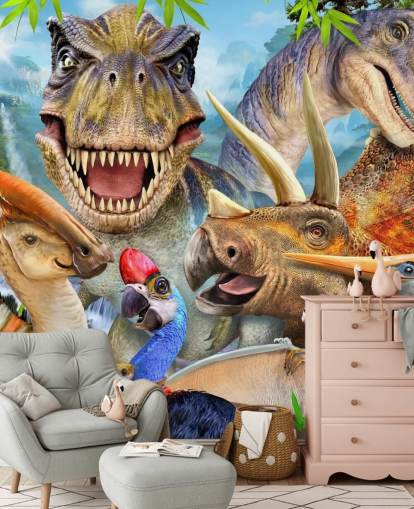 Dinosaurier-Selfie Wandgemälde