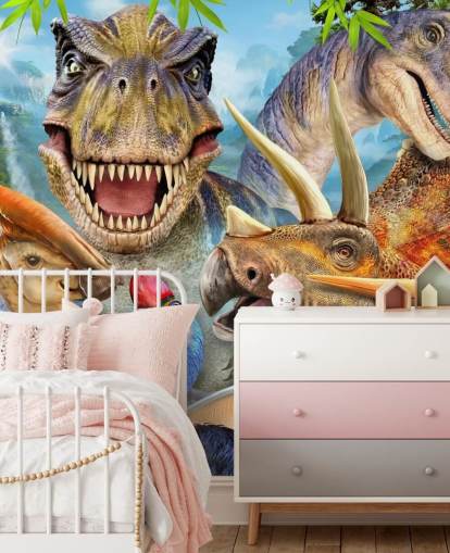 Mural Selfie de dinossauros