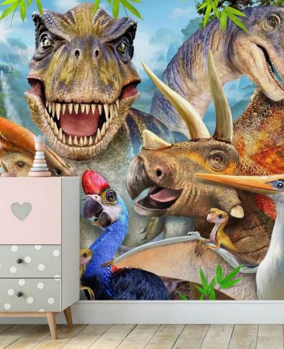 Dinosaurier-Selfie Wandgemälde Dinosaurier-Selfie Wandgemälde