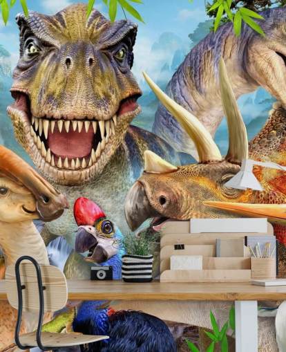 Dinosaurukset Selfie seinämaalaus