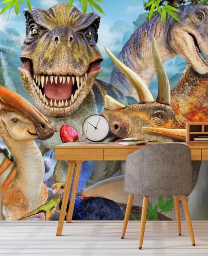 Décoration murale selfie dinosaures