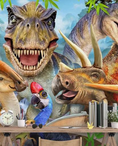 Dinosaurs Selfie Wall Mural Dinosaurs Selfie Wall Mural
