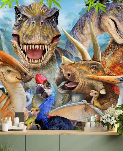Dinosaurs Selfie Wall Mural Dinosaurs Selfie Wall Mural