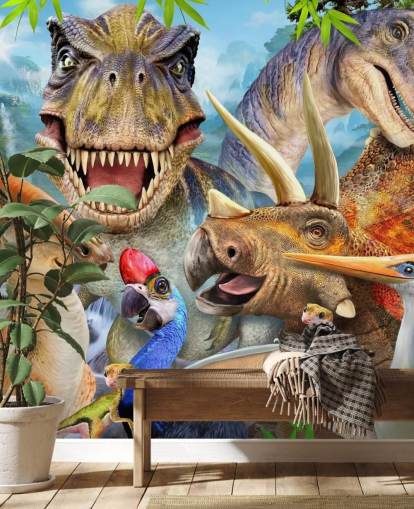 Mural de pared Selfie dinosaurios